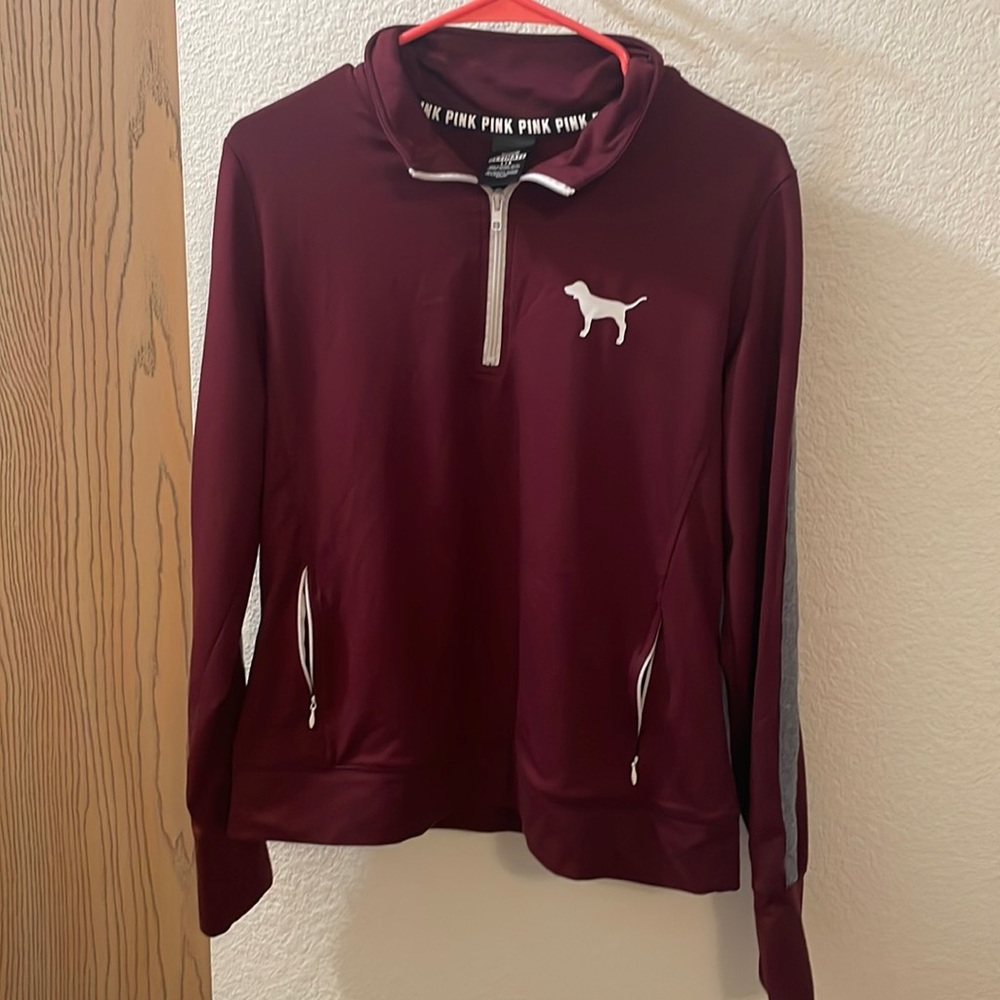 Victoria’s Secret Pink Ultimate Maroon Quarter Zip Size Large